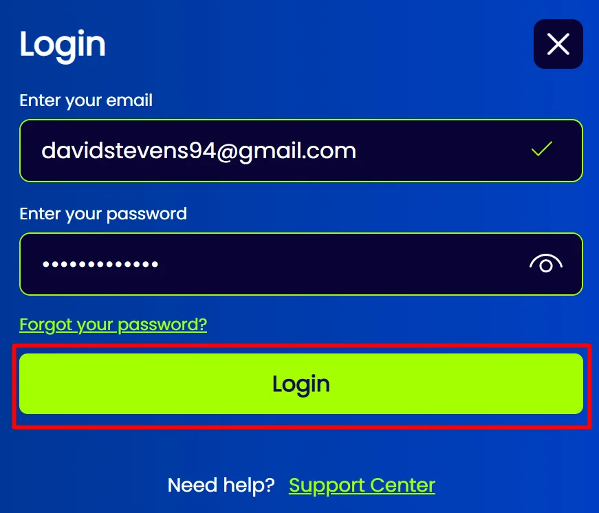Login interface showing secure access